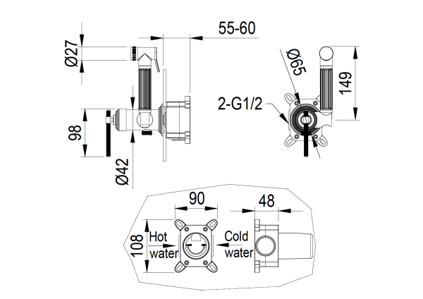 Смеситель гигиенический, ETERNA BRONZE 177-BR