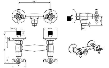 Смеситель для душа Boheme Royal Cristal 294-Royal/CRST black