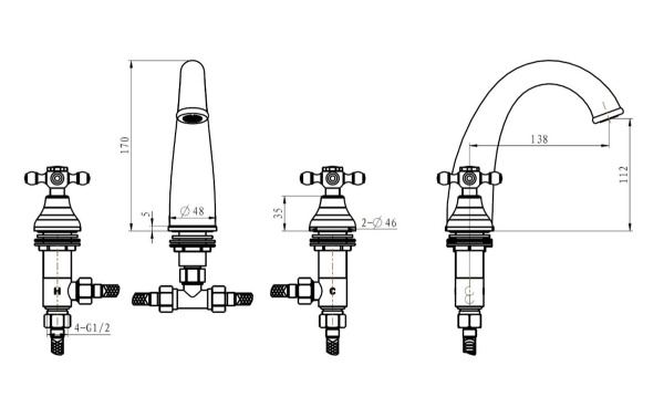 Смеситель для раковины Boheme Royal Cristal 297-Royal/CRST black