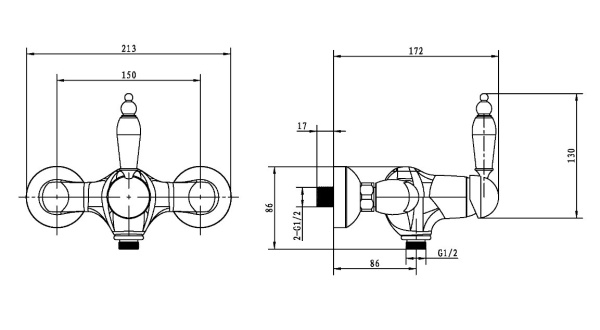 Смеситель для душа Boheme Murano 284-MR-W