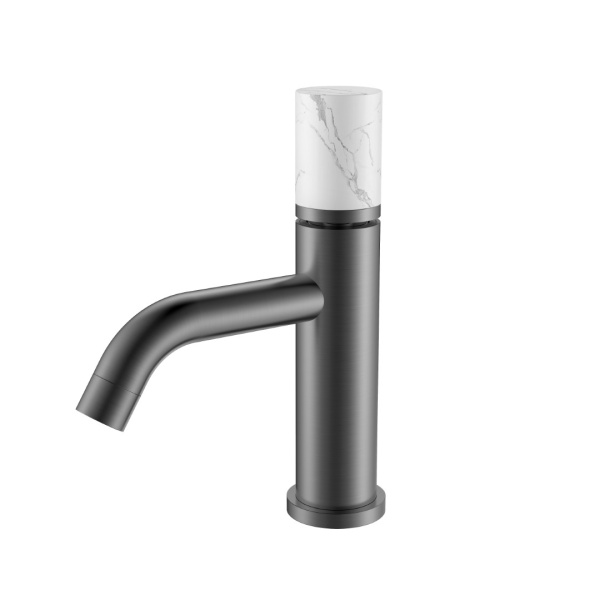 Смеситель STICK для умыв. низ. GUN METAL MRAMOR WHITE_Комплект 121-GM-MR-W