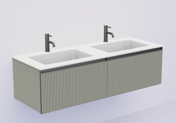 QUATRO 2 140см (70+70) тумба рифл LUNA профиль ANTHRACITE + внутр. подсв. 790-M2-140(70+70)-R-L-A-L