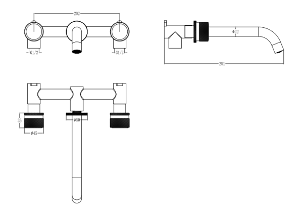 Смеситель для раковины Boheme Aura 152-2-B-A