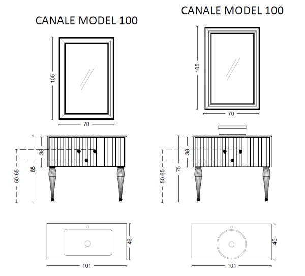 Тумба под раковину 100 см ArmadiArt Vallessi Avantgarde Canale 843-100-WCR