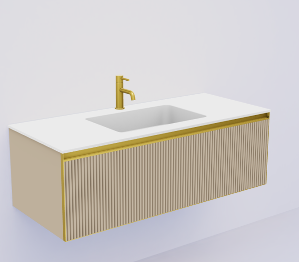 QUATRO 1 120CM тумба рифл DAPHNE профиль MATT GOLD + внутр. подсв. 790-M1-120-RIB-D-MG-LED