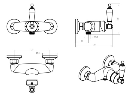 Смеситель для душа Boheme Vogue 204-PR