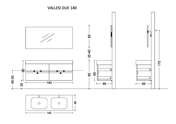 Тумба под раковину 140 см ArmadiArt Vallessi 837-140-A glossy
