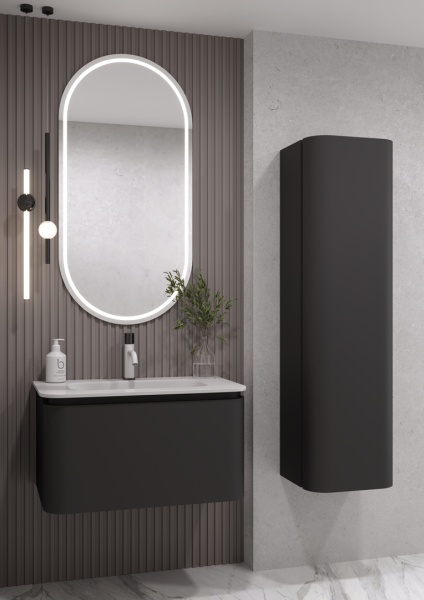 OVALE 1 полка 80CM АНТРАЦИТ тумба + раковина OV0010100-080
