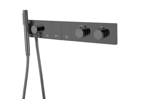 Смеситель ZODIAC THERMO с ручным душем SHINE GUN METAL 133-SYS-SGM