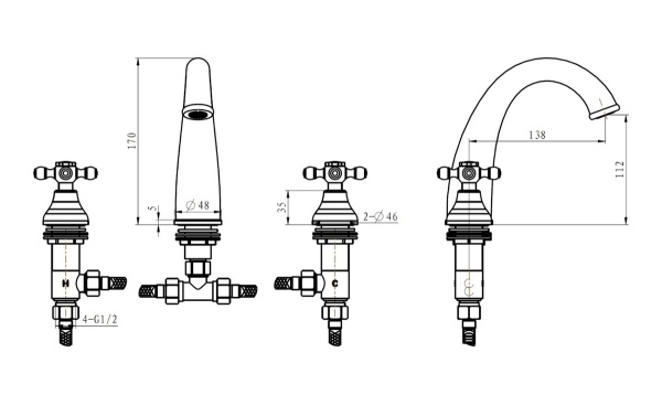 Смеситель для раковины Boheme Royal Cristal 277-Royal/CRST black