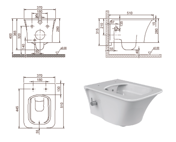 Унитаз подвесной с функцией биде Boheme Mirage 965-2
