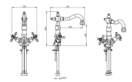 Смеситель для раковины Boheme Royal 272-Royal