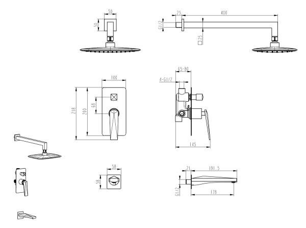 Встраиваемая душевая система Boheme Venturo 374-SGM-2