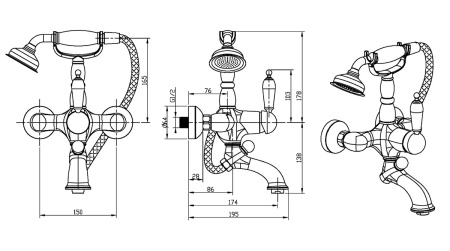 Смеситель для ванны Boheme Medici 303-SW