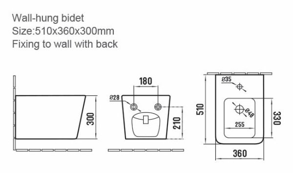 Биде подвесное Boheme Zen 967-BIDET-B
