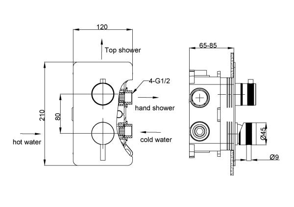 Встраиваемый смеситель Boheme Cell 135-2-MG на 2 источника