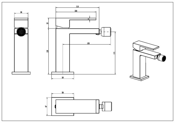 Смеситель для биде Boheme Qubic 476-CB