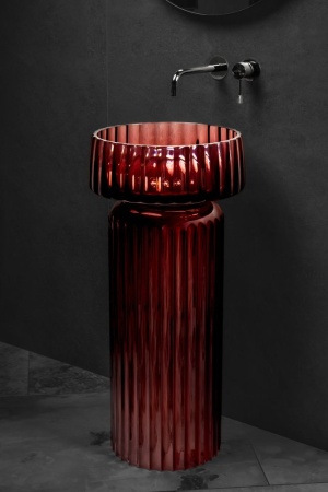 Раковина круглая рифленая, полиэфирная GLOW цвет BURGUNDY 810-RIB-G-BUR
