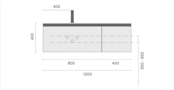 Тумба под раковину 120 см ArmadiArt Quatro 2 790-M2-120-L-RIB-A