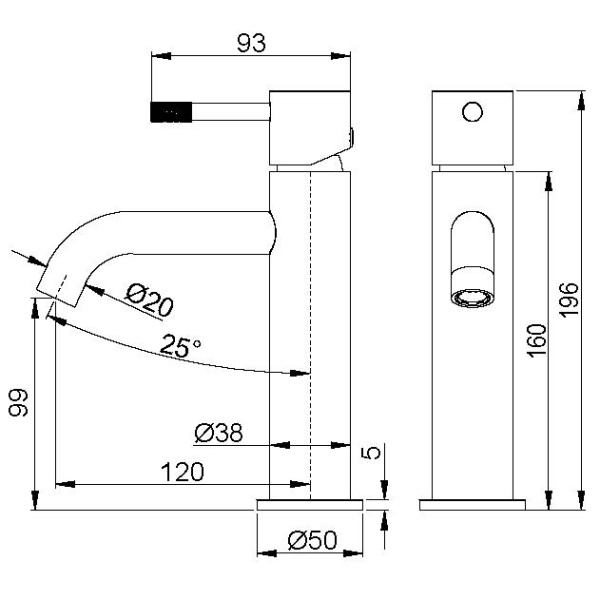 Смеситель для умывальника, Uno INOX 461-INOX