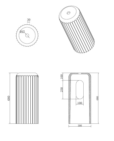 Пьедестал полиэфирный рифленый GLOW цвет GREY 810-BASE-RIB-G-GR