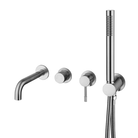 Смеситель встроенный + ручной душ + излив Uno INOX 464-3-INOX