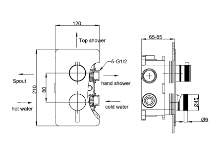 Комплект для душа Boheme Cell 427-G/135-3-G/625-G