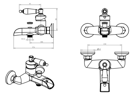 Смеситель для ванны Boheme Vogue 223-MR-B