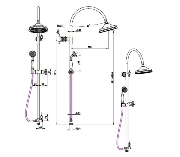 Душевая стойка Boheme Brillante 403-BLC