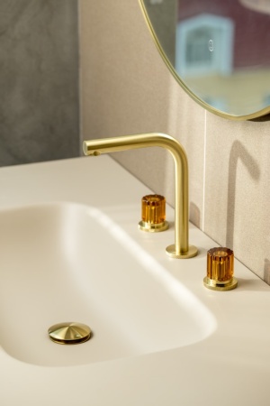 Смеситель из стены AURA на 3 отв. MATT GOLD ELEGANTE AMBER 152-MG-EL-AMBER