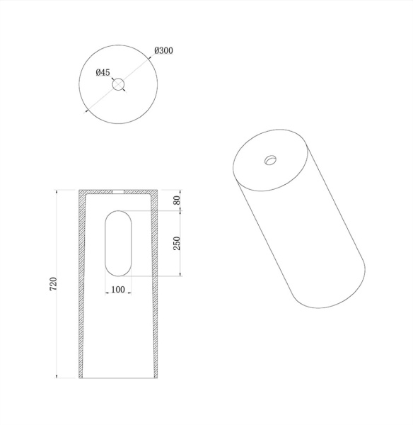 Пьедестал для раковины Ø30 см ArmadiArt Sole Corian 801-Base-Doak