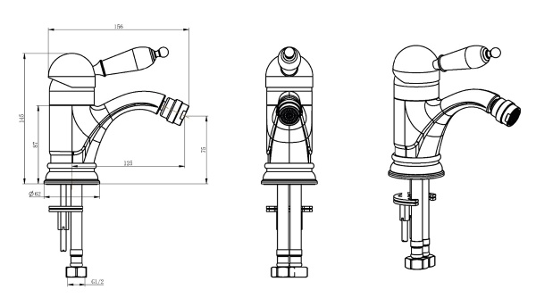 Смеситель для биде Boheme Murano 286-MR-W